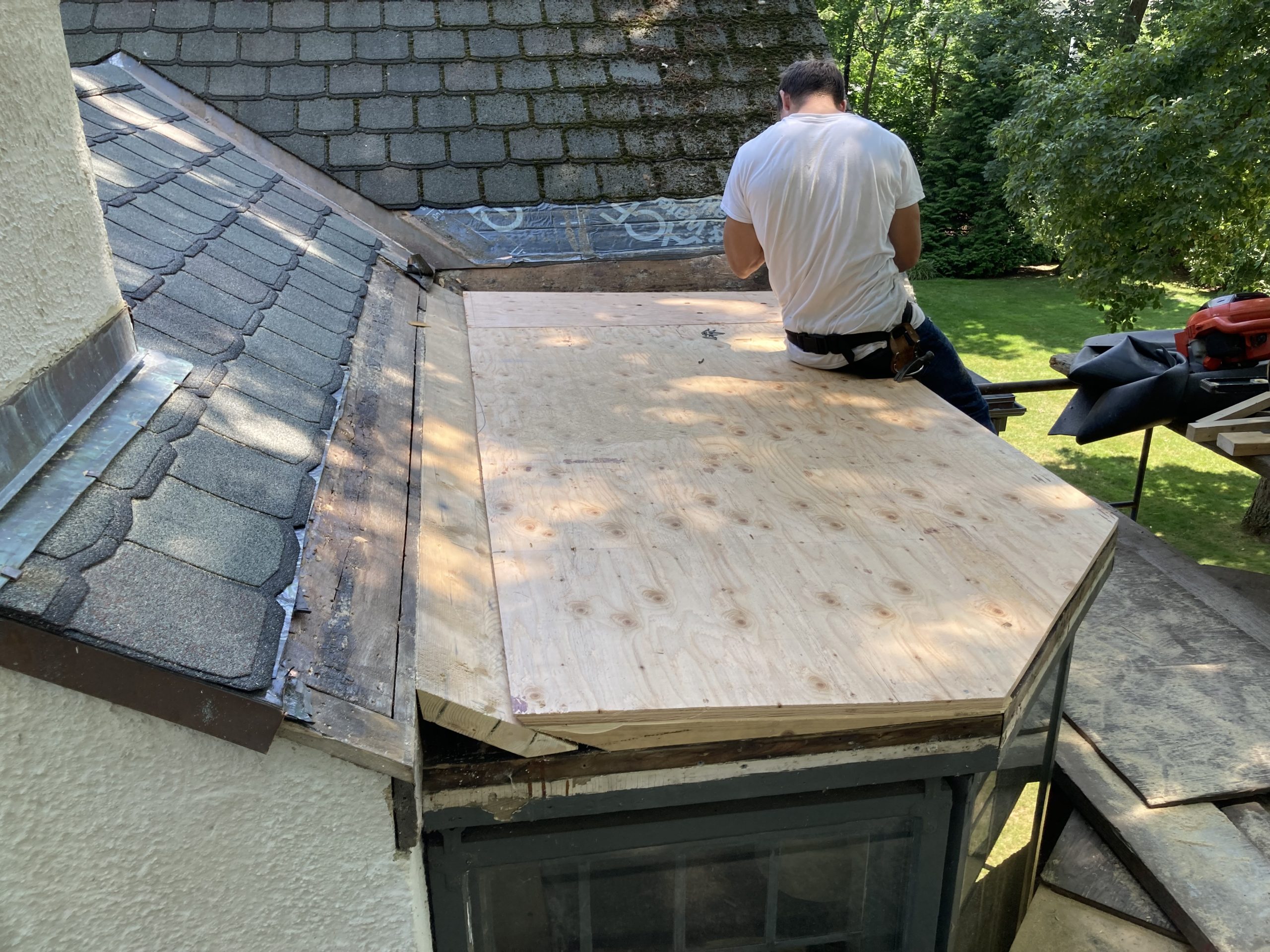 Before slate roofing restoration in Massachusetts by J.L. Goode Roofing