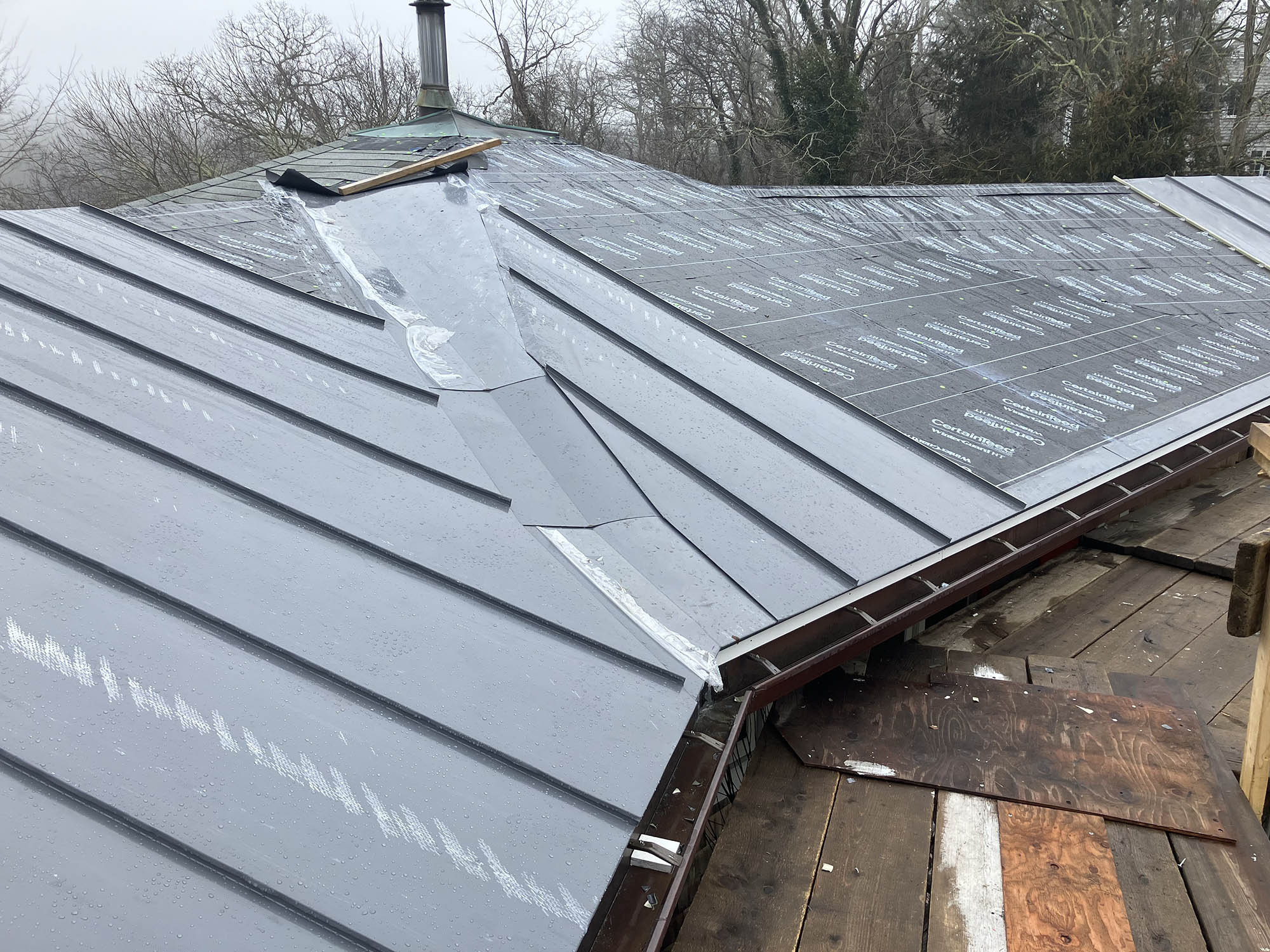 Metal roofing installation by J.L. Goode Roofing in Braintree Massachusetts